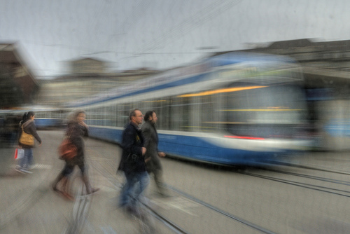 On the Tram 13, blurred