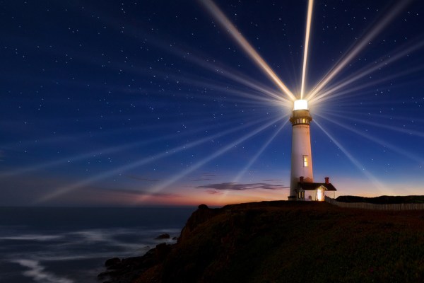 Lighthouse emitting light in all directions