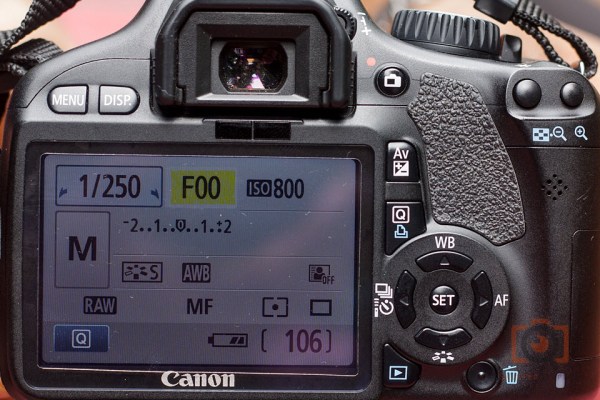 F00 display in canon DSLR in reverse lens configuration 