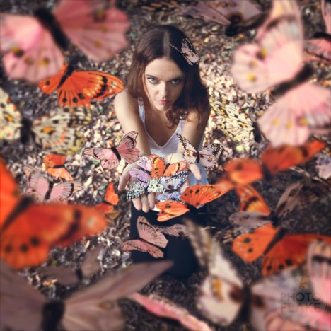 girl with butterflies 