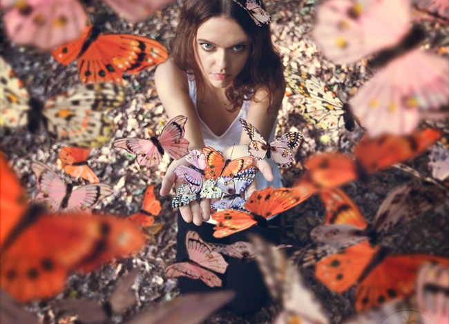 girl with butterflies