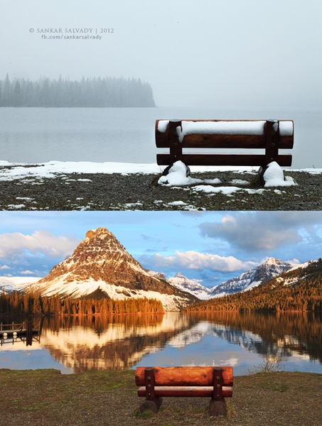 A same location in two seasons