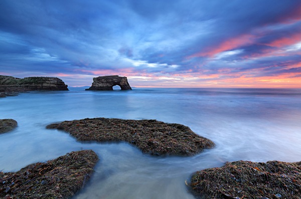 Arch shaped rock in santa cruz california