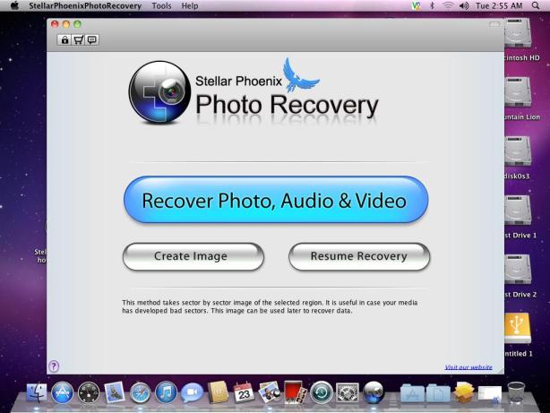 user interface box of Stellar Phoenix Photo Recovery 