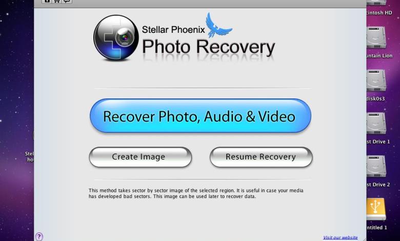 user interface box of Stellar Phoenix Photo Recovery