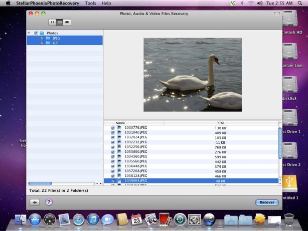 Recovery of photos from Stellar Phoenix Photo Recovery program 