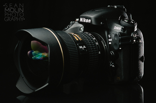 product photograph of Nikon dslr -- product photography