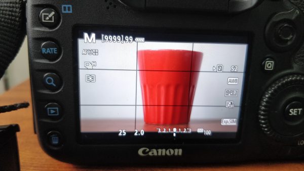 Exposure settings on LCD of DSLR