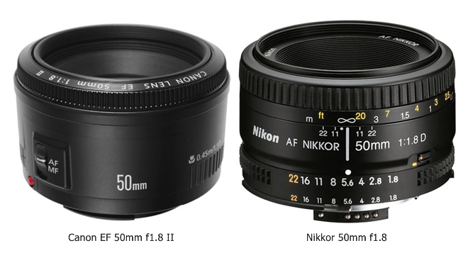 50mm f1.8 prime lenses of canon and nikon