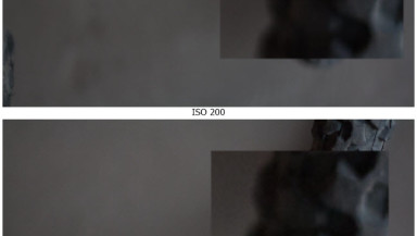 Image noise comparison of photos taken at low and high ISOs
